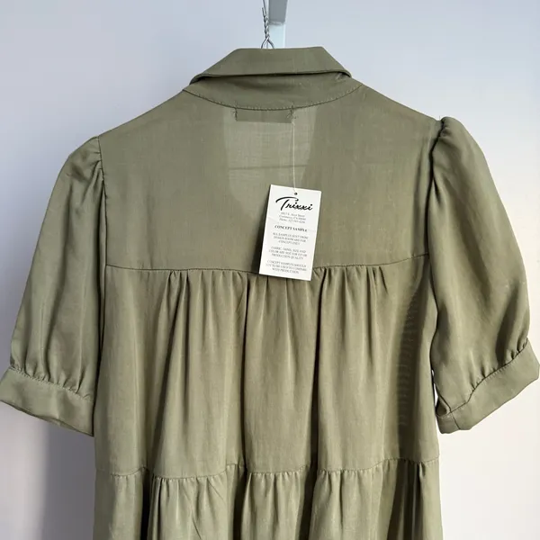 Trixxi Tiered Mini Dress - Button Front, Puff Sleeve, Casual -‎ sz S - Image 8