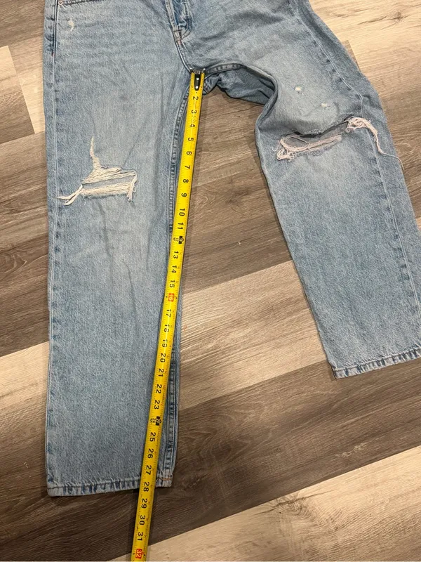 Aeropostale High Rise Baggy Jeans Women's 6 Short Light Wash Distressed Y2K - Image 8