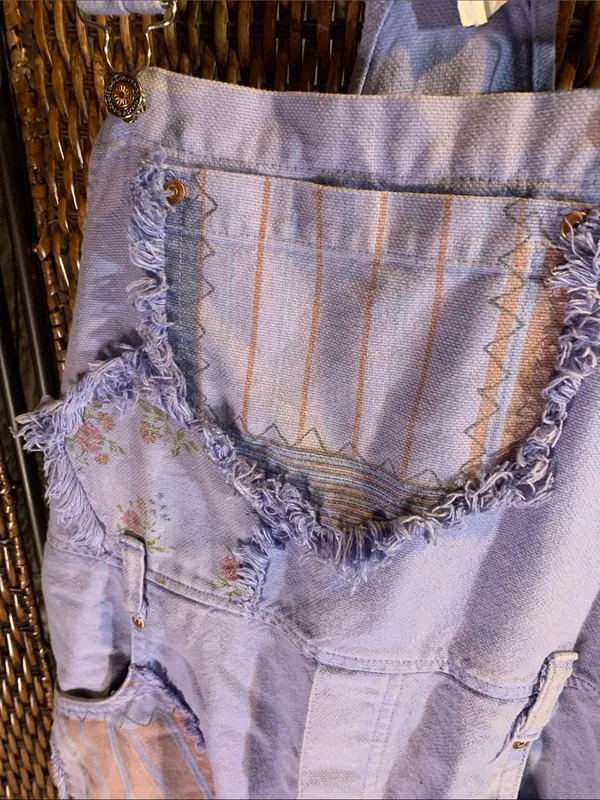 Vintage Michael G Patchwork Purple Shorts Overalls Size L Size L - Image 3