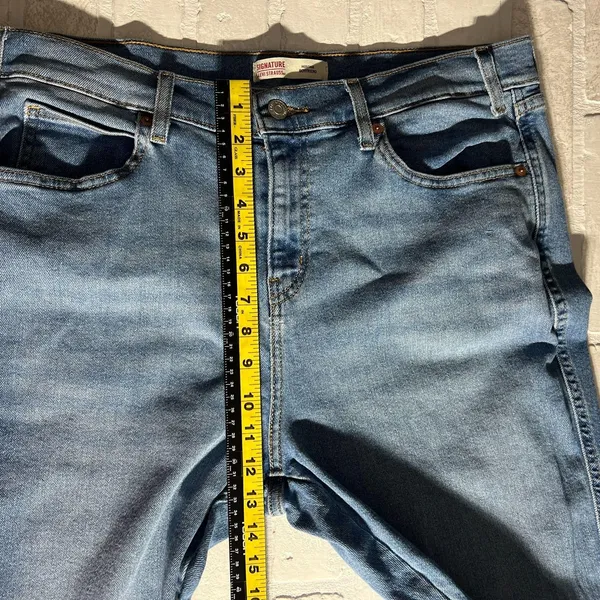 Levi's Signature Heritage Boyfriend Jeans Blue Denim Cuff 14 W32 Distress - Image 10