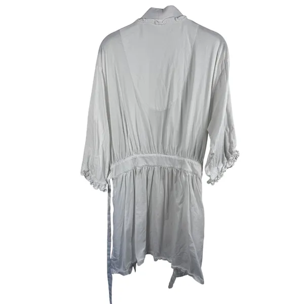 Eileen West Robe Womens L XL White Ruffle‎ Trim Belted Cotton Loungewear - Image 4