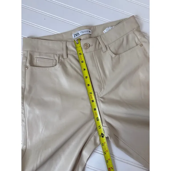 NWOT Zara Khaki High Waisted Straight Leg Pants Neutral Career Casual Womens 6 - Image 6