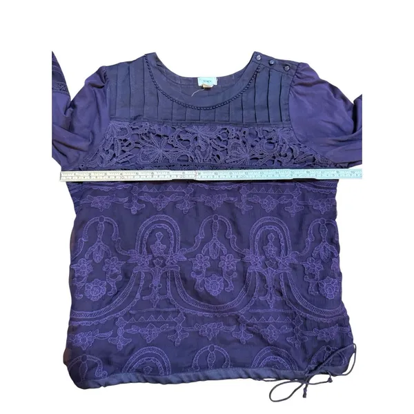 TINY by‎ Anthropologie Violet Lace Mixed Media Blouse Sz S - Image 8