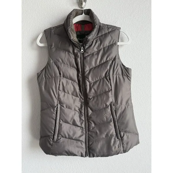 Eddie‎ Bauer Down Puffer Vest Women’s Small Brown Full Zip Outdoors EB550 - Image 5