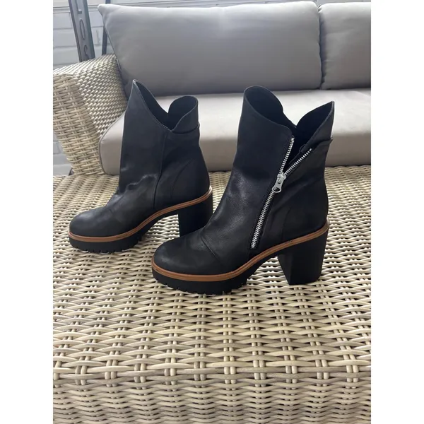 Free People‎ Jack Zip Leather Boot Size 41 boho heel platform equestrian layered - Image 4