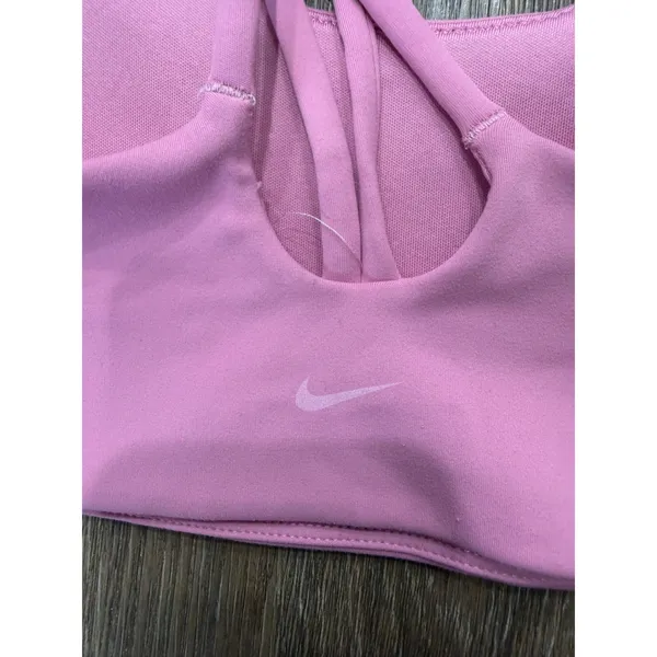 Nike‎ One Dri-FIT Pink Strappy Back Sports Bra Medium Scoop Neck Activewear - Image 3