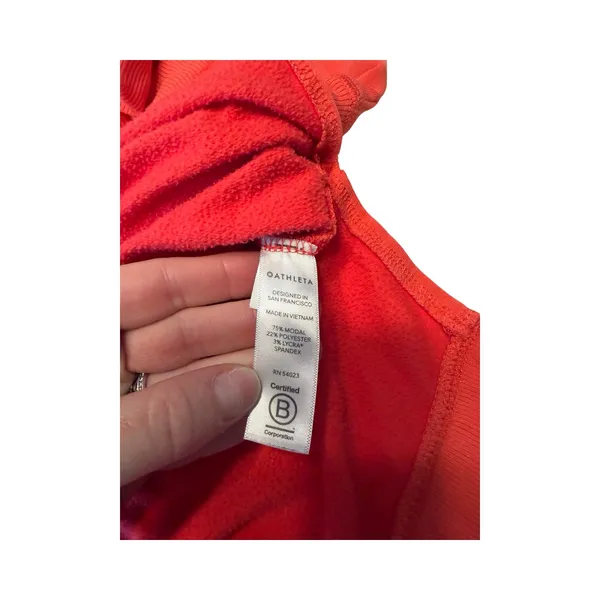 Athleta Coaster Luxe Sweatshirt Coral Pink Small Ultra Soft Split Hem Pullover - Image 3