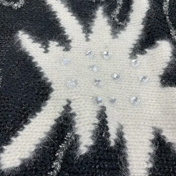 Vintage Beaded Wool Blend Sweater Black - Image 4