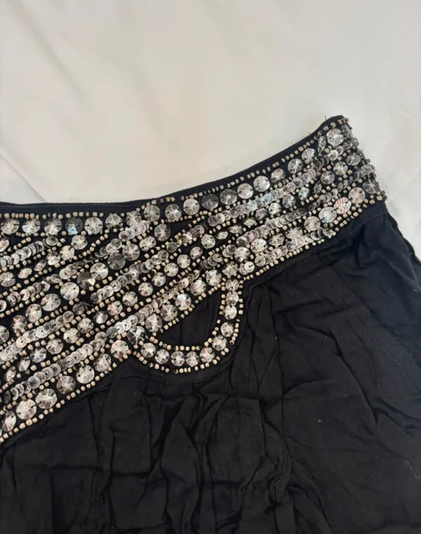 Stradivarius New Collection Black Rhinestone Mini Skirt Size 36 - Image 4