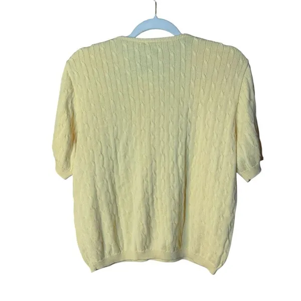 Pendleton Women’s Yellow Cable‎ Knit Short Sleeve Sweater size LP - Image 2
