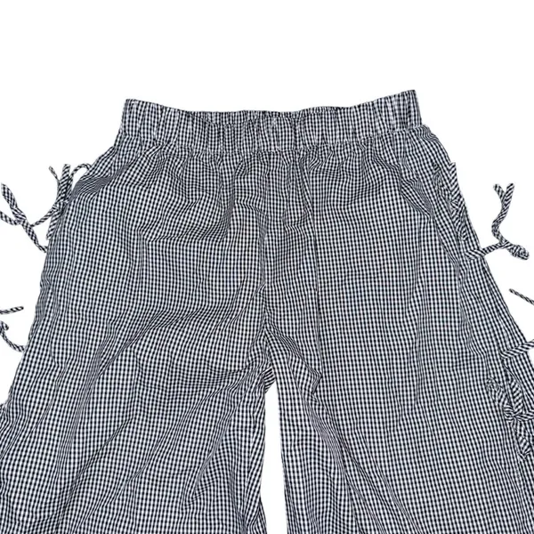 CIDER Y2K Gingham Wide Leg Pants NWT High Waisted Plaid Side Tie Loose Fit Sz M - Image 4