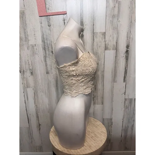 Trac Trac Beige Lace Crop Top Bralette Bustier Size L - Image 6