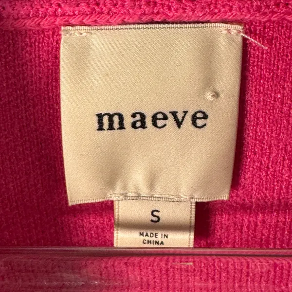 Maeve Anthropologie Heart‎ Mock Neck Sweater Pink Viscose Cotton Knit Small Pink - Image 3