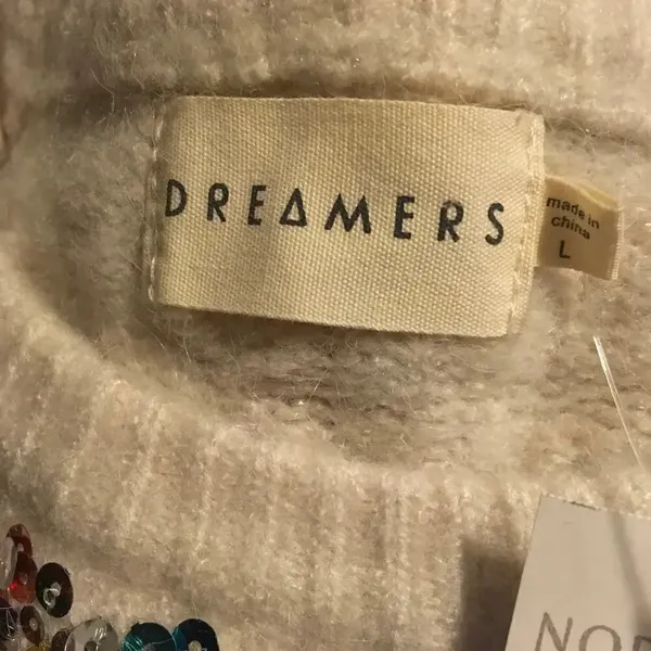 Nordstrom NEW Dreamers Women's Size Large Sequin Front Ivory Sweater v6x - Image 6