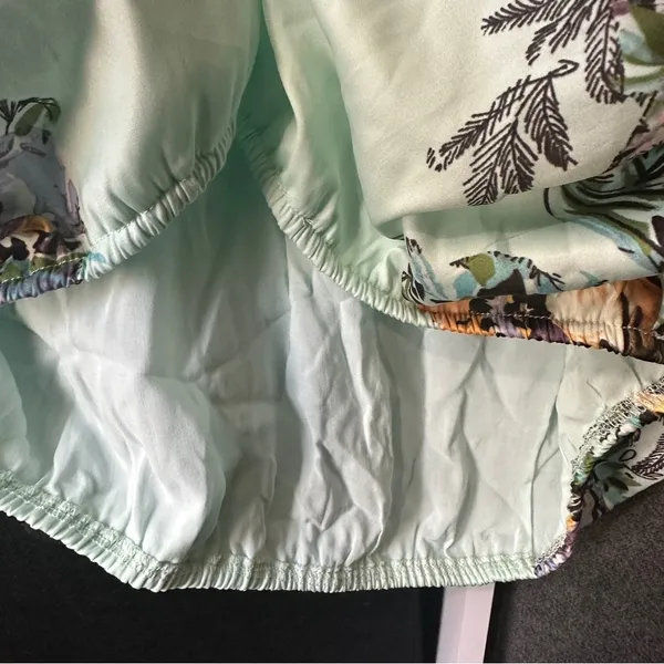 NWT FREE PEOPLE Higher Love Teal Floral Silky Halter High Neck Knotted Large - Image 8