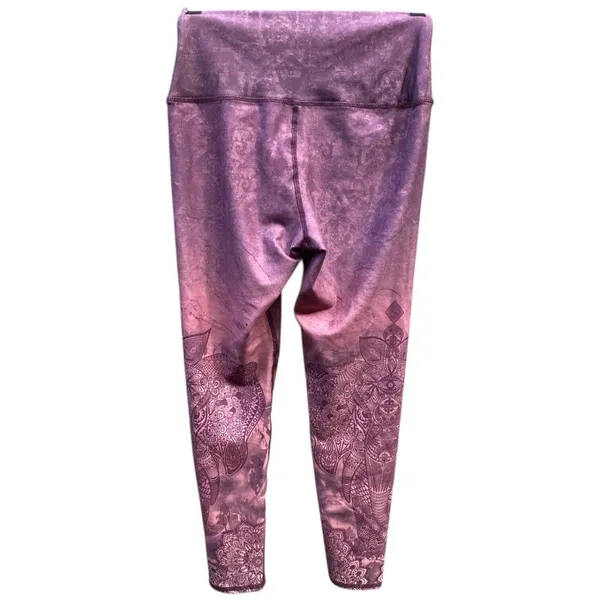Evolution And Creation Elephant Mandala Floral Whimsical Purple Leggings Size M - Image 5