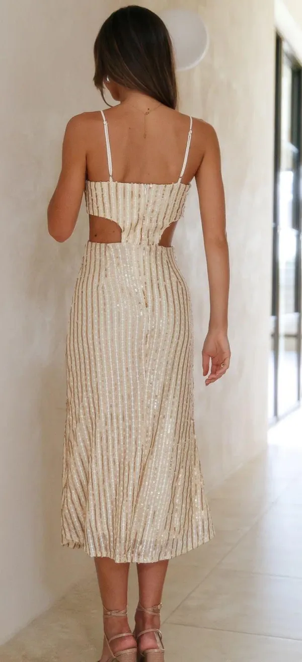Hello Molly Sparkling Love Midi Dress Gold - Image 5