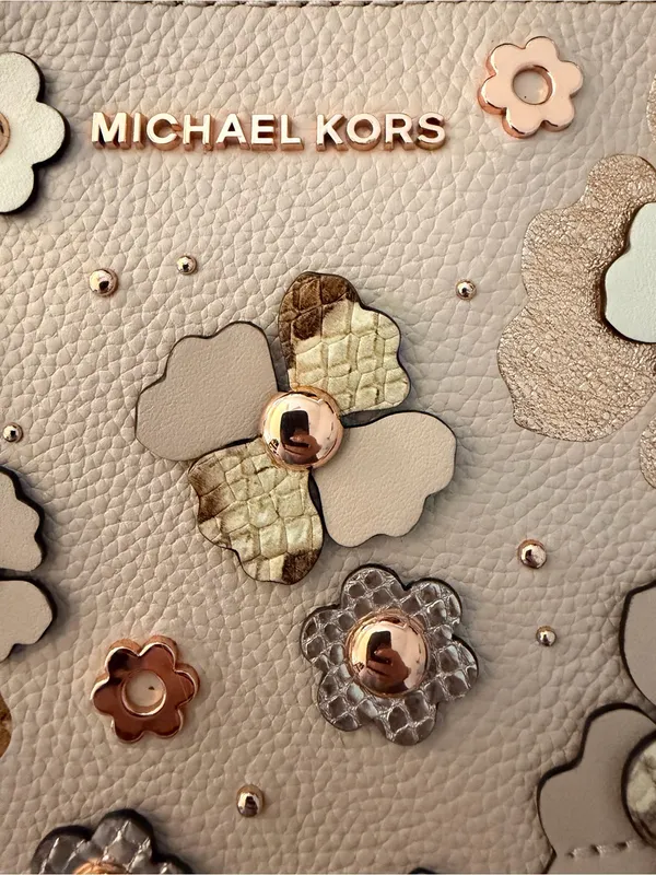 Michael Kors Pink Jet Set Floral Embellished Crossbody Purse - Image 5