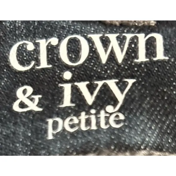 Crown & Ivy Petite Skinny Blue Jeans w/Floral‎ Pink Embroidered Design Size 6PR - Image 3