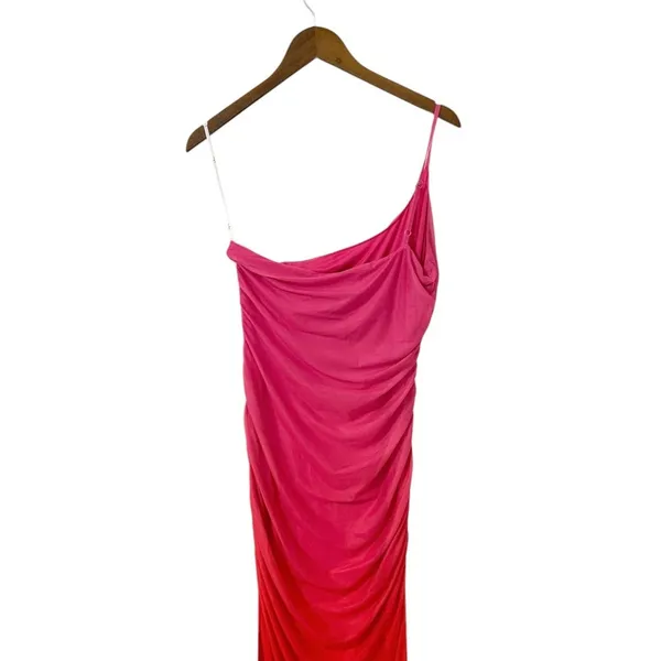 Lulus Krista Pink Ombre Mesh One-Shoulder Maxi Dress size M NWT - Image 7