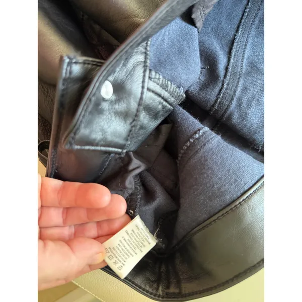 Unpublished Leather Look Wide Leg Pants Size 29 Black Faux Leather Denim Style - Image 10