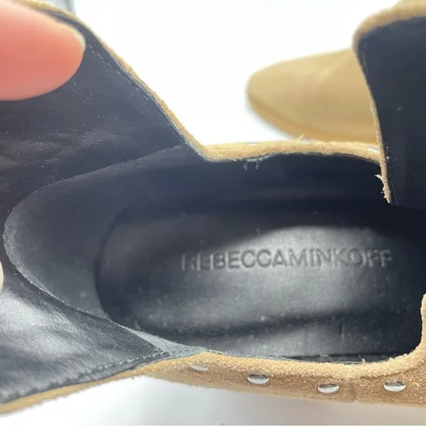 Rebecca Minkoff Tan Suede Leather Studded D’orsay Ankle Boots Womens 6 Booties - Image 11