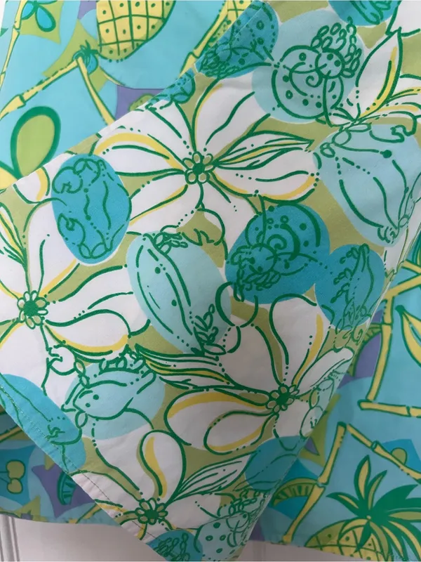 Lilly Pulitzer Aqua Tropical Print Mini Skirt with Green & Yellow Accents - Image 5