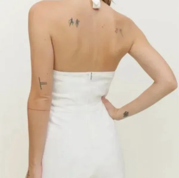 ✨REFORMATION Pamela Halter Denim Mini White Sz 0 Dress✨ - Image 3