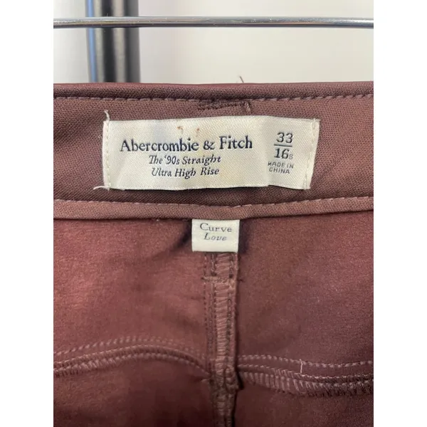 Abercrombie & Fitch 90s Straight Ultra High Rise Vegan Leather Pants Brown 33 - Image 8