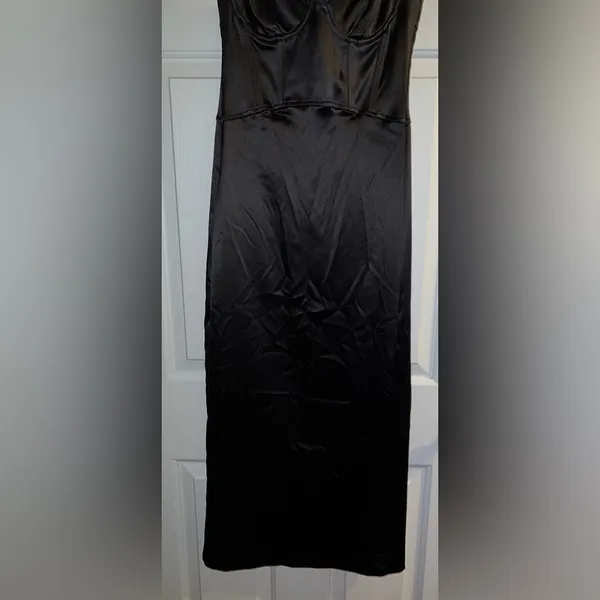 Zara Corsetry-Inspired Midi Dress in Black Size XS New with tag - Image 12