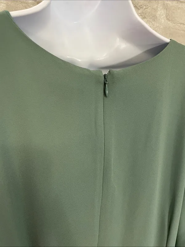 Ann Taylor V-Neck Draped Sage Green Dress - Image 3