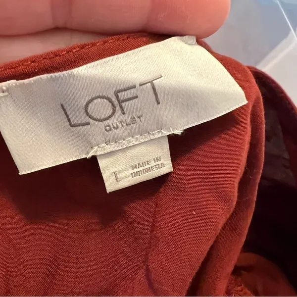 Loft Women's Size Large Wild Currant Ruffle-Sleeve Peplum Top Burnt‎ Red Orange - Image 11