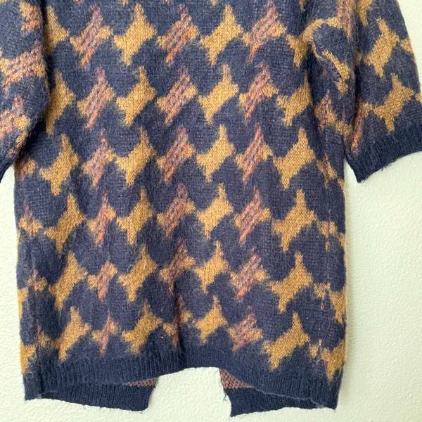 Lucky Brand Wool Blend Boho Longline lona Cardigan Brown/Navy Size Small - Image 9