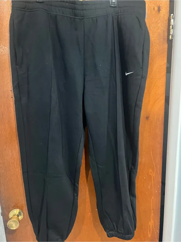 Nike Black Jogger Sweatpants with White Swoosh - Image 2