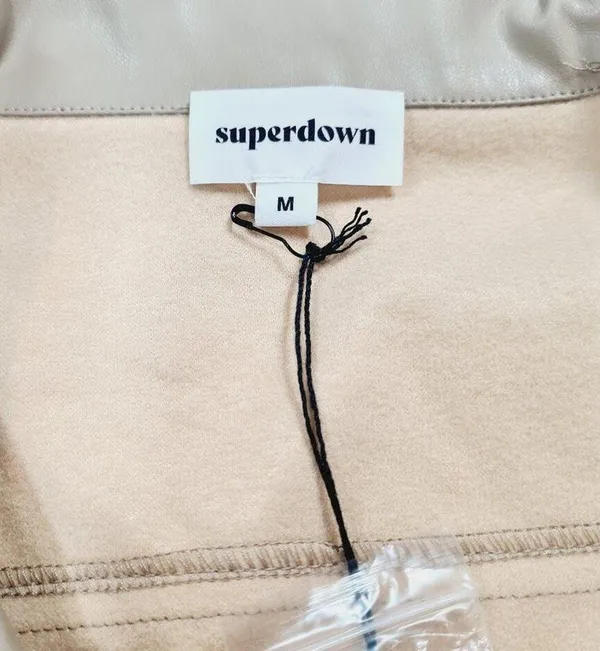 Superdown Chantel Leather Romper in Nude Medium - Image 5