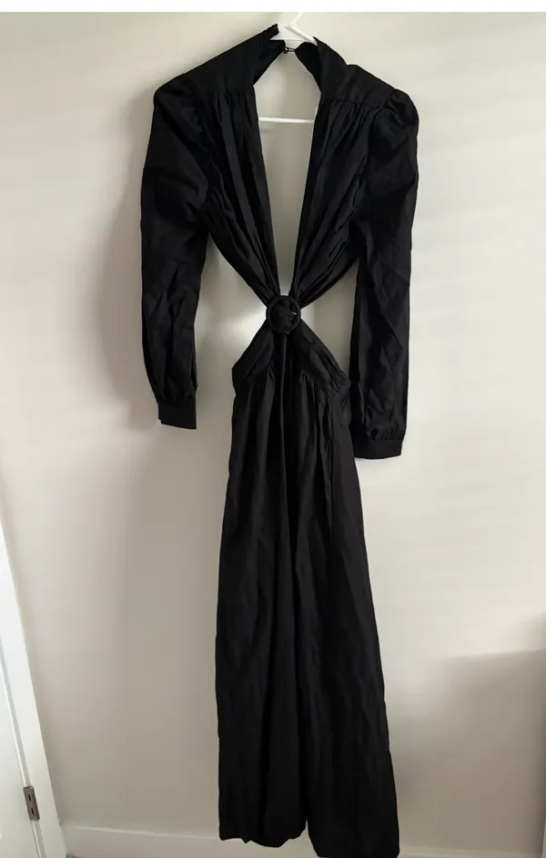 o.p.t Kimia Linen Cotton Cut Out Minimalist Black Elegant Dress Size Small - Image 2
