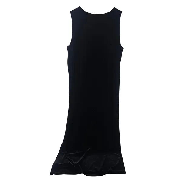 Richard Maxi Dress Womens XL Black Velvet‎ Sleeveless Beaded Flower 90s Vintage - Image 6