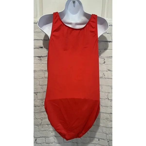 Denim & Co. Beach Twist V-Neck One-Piece with Ruching Red Plus Size 16 - Image 4