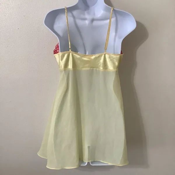 Secret Treasures Y2K Babydoll Slip Small Yellow 2000s Coquette Feminine‎ Romantic Dainty Lace - Image 2