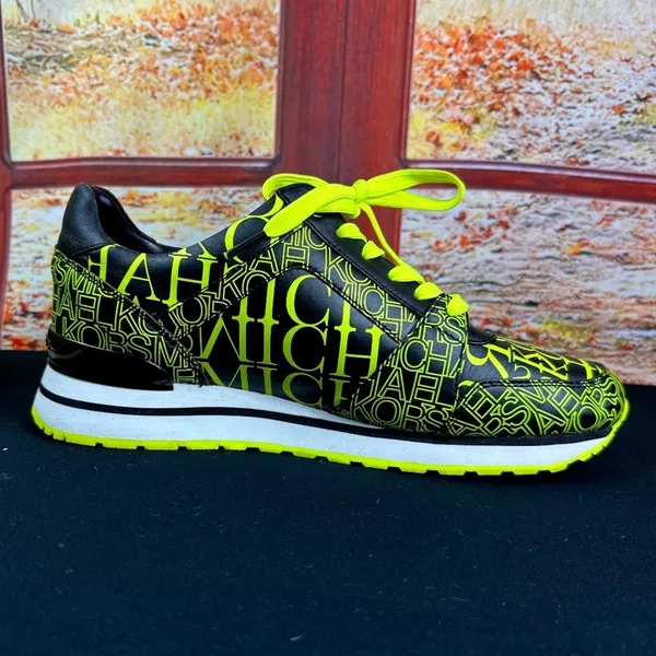 Michael Kors Neon Yellow and Black Trainers - size 9M - Image 2