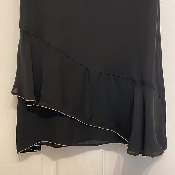 Parker Sleeveless Halter Roslyn Top - Black with Gold Trim, NWT - Image 7