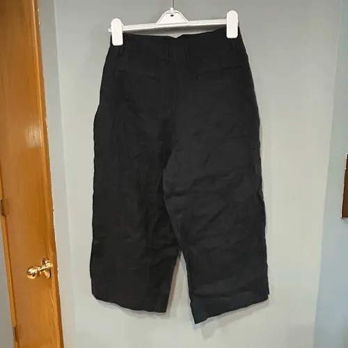 Anthropologie Black Linen Tie-Waist‎ Wide-Leg Cropped Pants High Rise NEW - Image 5