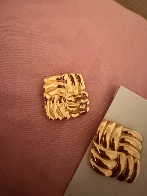 Anthropologie Puffy Ridged Statement Stud Earrings - Image 3
