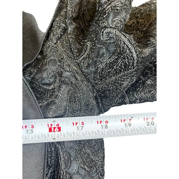 Lily & Taylor Black Lace Formal Dress Women’s 6 Satin Shawl Collar Midi Evening - Image 11