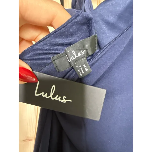 NWT Lulus Tove Navy Halter Neck Column Maxi Dress Holiday Wedding Party Sz XS - Image 6
