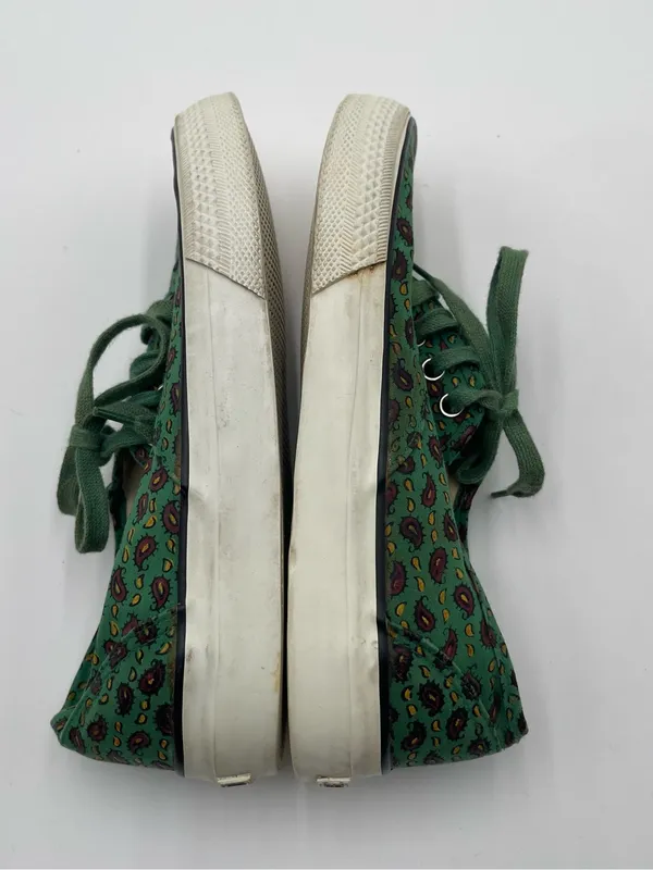 Esprit Vtg 90s Canvas Low Top Sneakers Green w/paisley AOP Print Women’s Sz 6 - Image 13