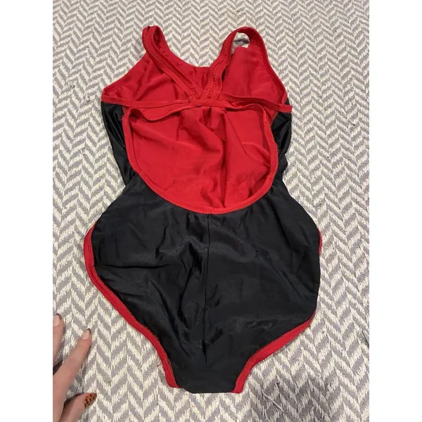 Vintage 90s Dolfin Red One Piece Retro Competition Swimsuit USA See Pics - Image 8
