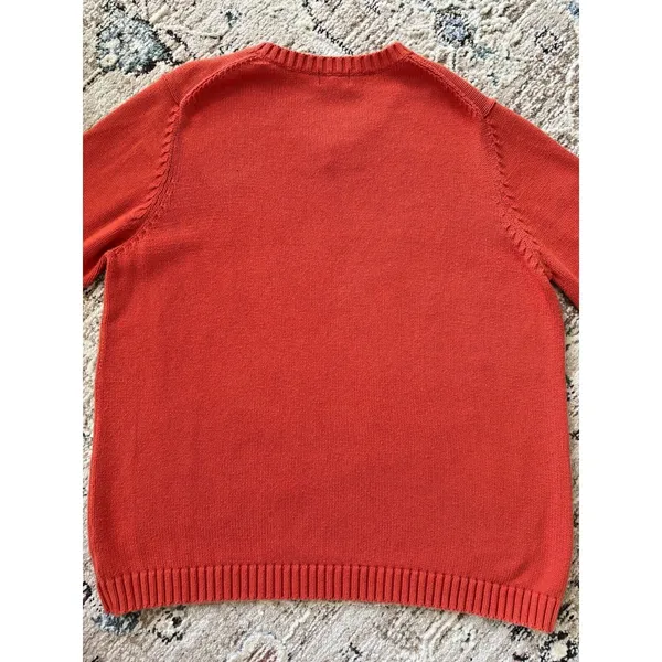 Vintage LL Bean‎ Sweater Womens Large Orange Fishermancore Chunky Thick Ski - Image 6