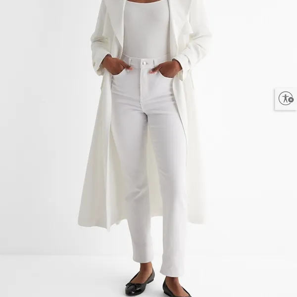 Express Classic White Belted Coat - Image 2