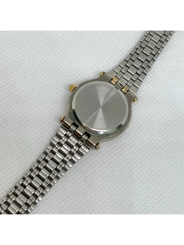 Vintage women’s watch silver gold tone black dial quartz analog 25mm running - Image 6